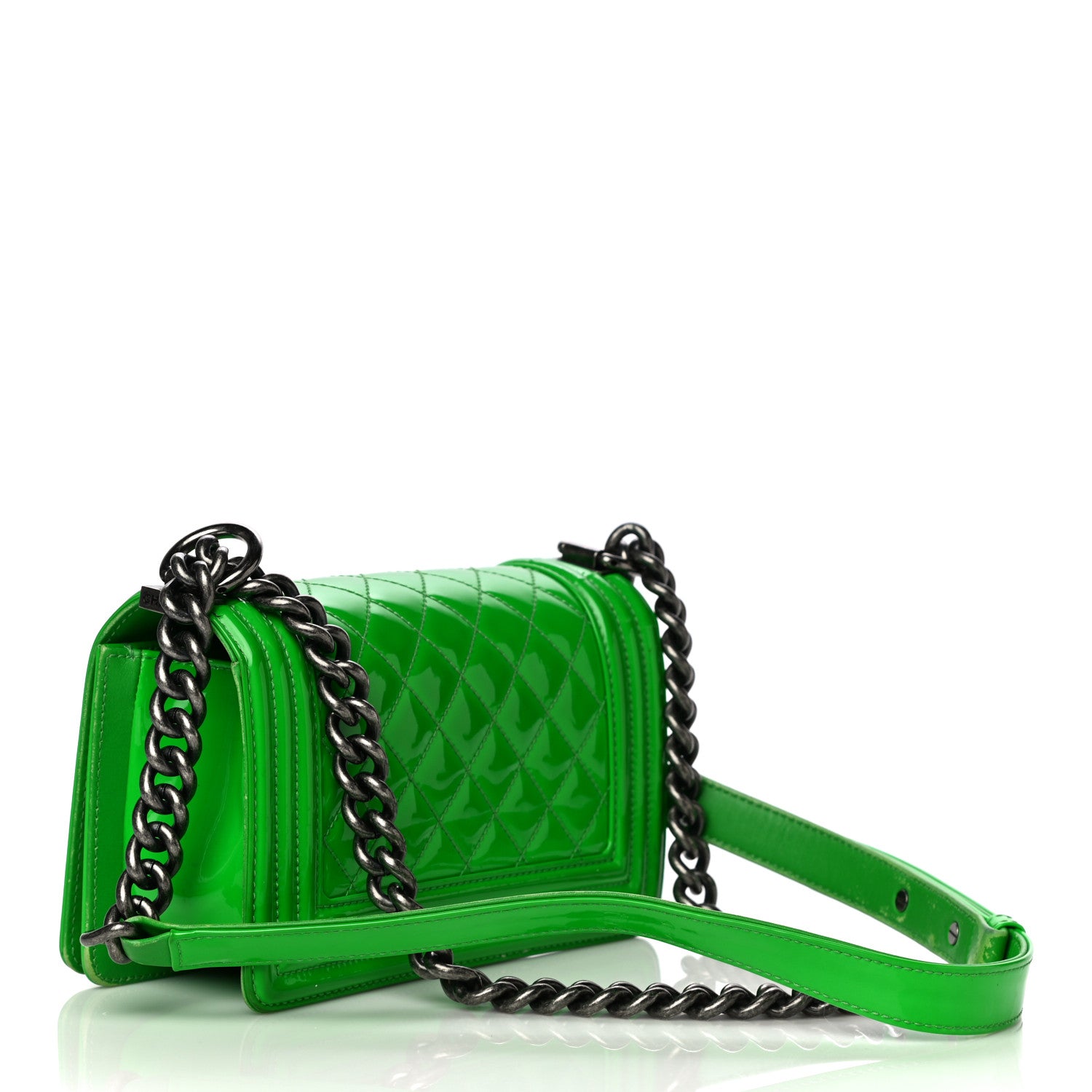 Chanel Patent Quilted Small Boy Flap Green 3 of 25