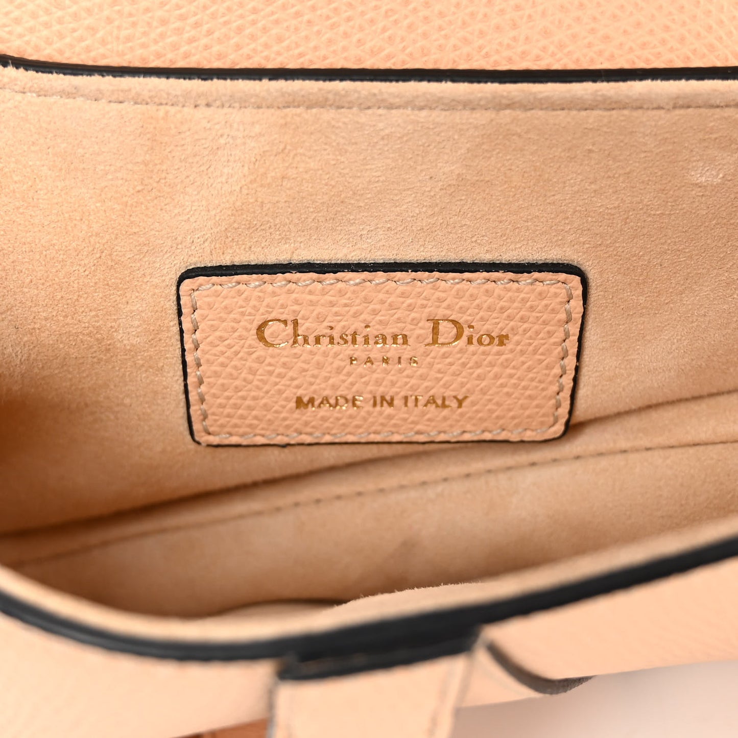 Grained Calfskin Mini Saddle Bag Beige