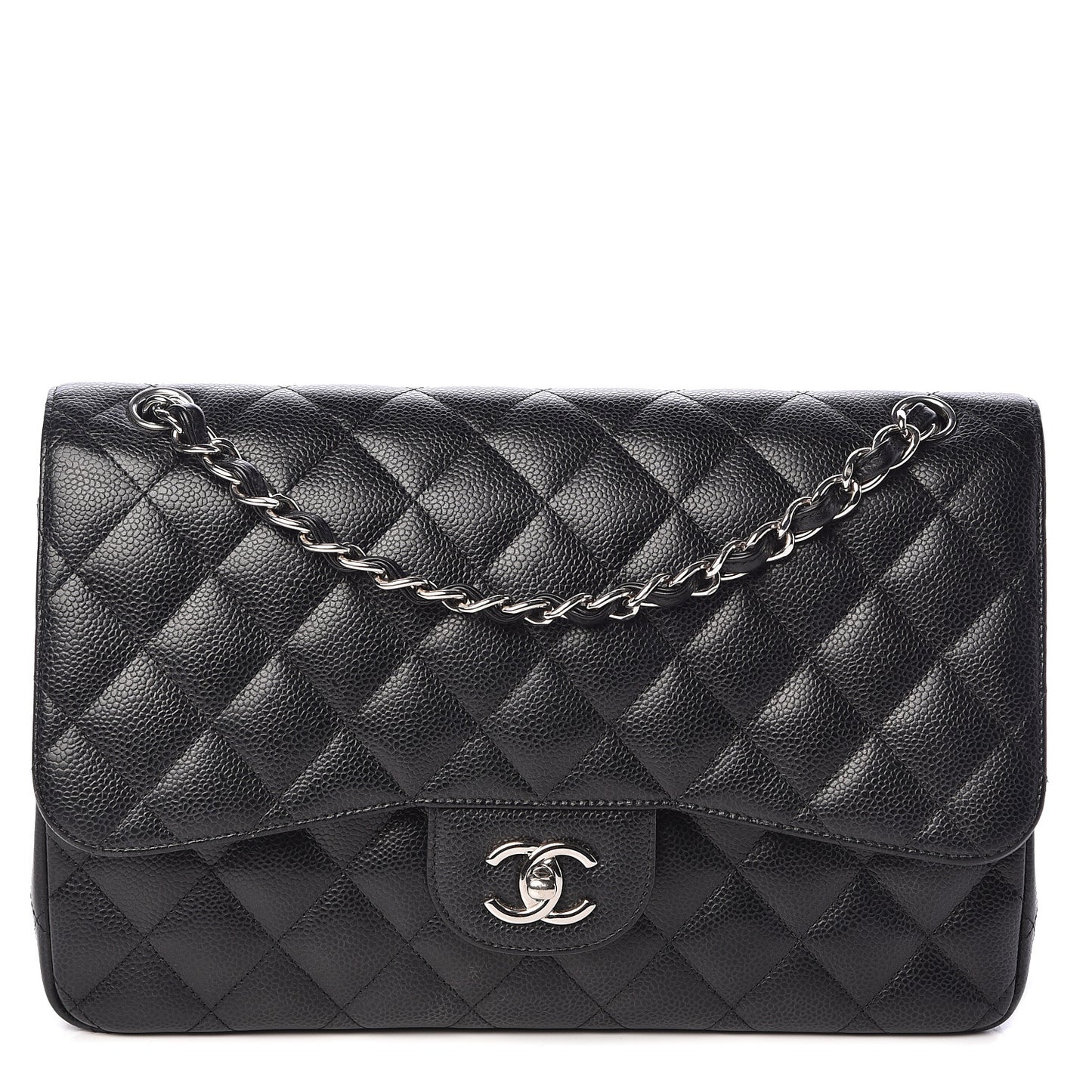 Caviar Quilted Jumbo Double Flap Black