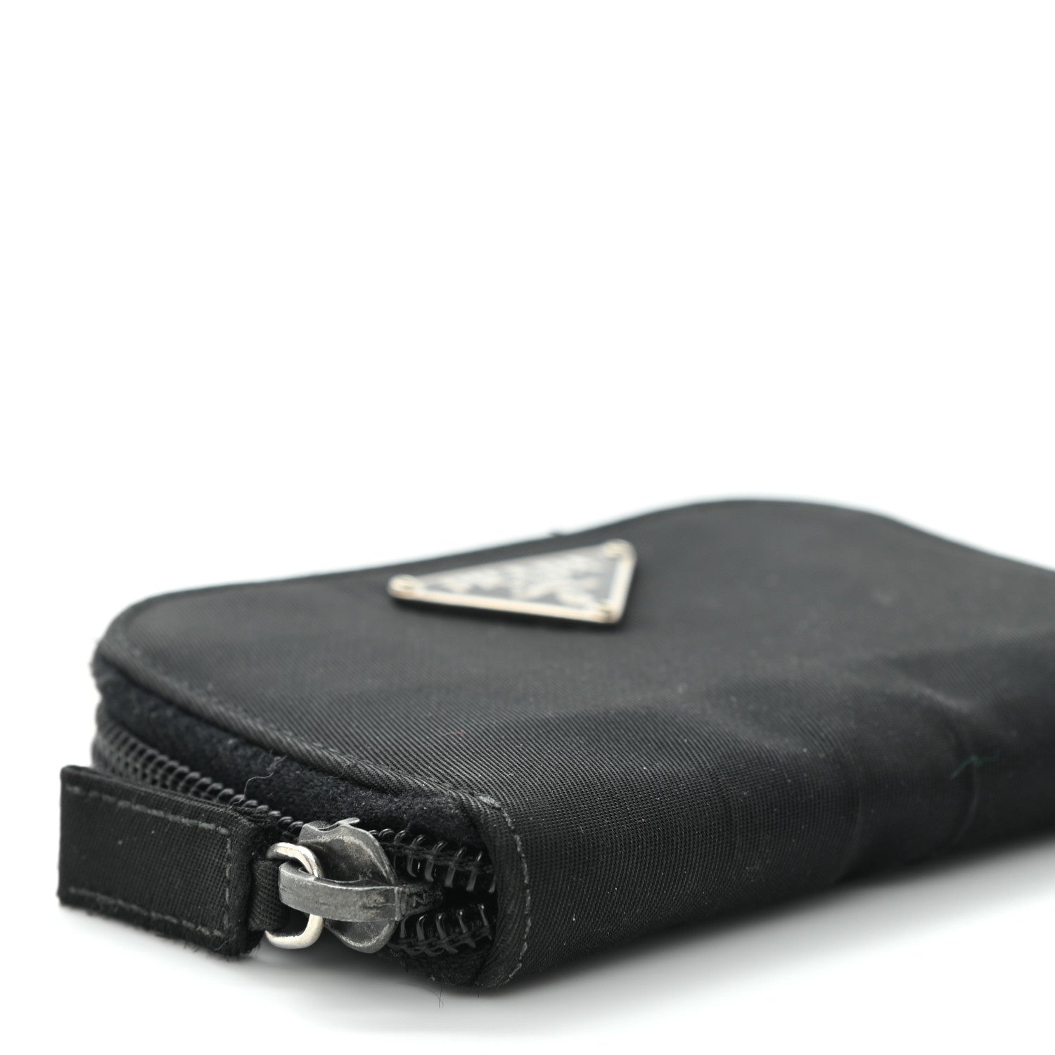 Prada Tessuto Nylon Compact Zip Around Coin Pouch Black 9 of 10