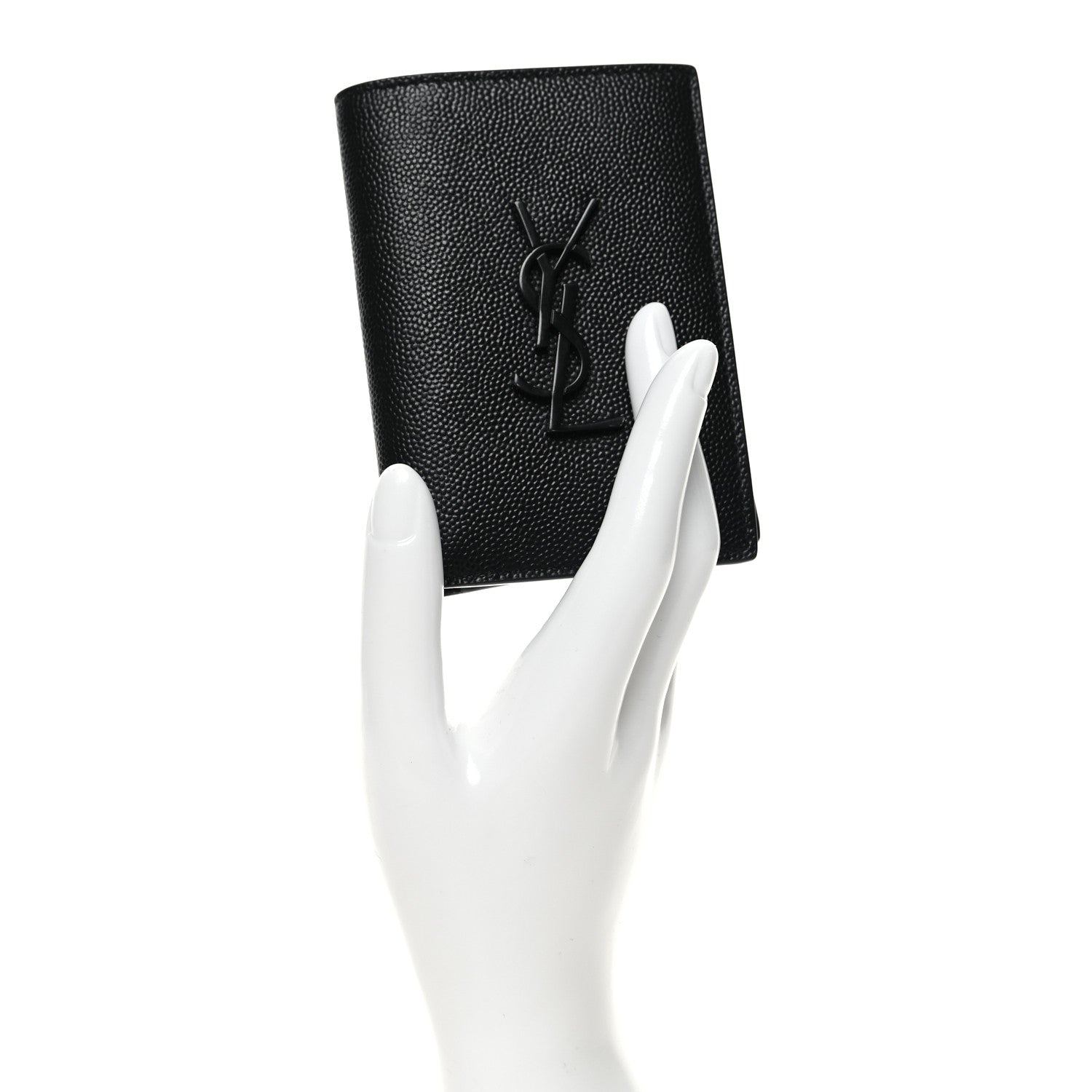 Saint Laurent Grain De Poudre Monogram Bi-Fold Wallet Black 2 of 8