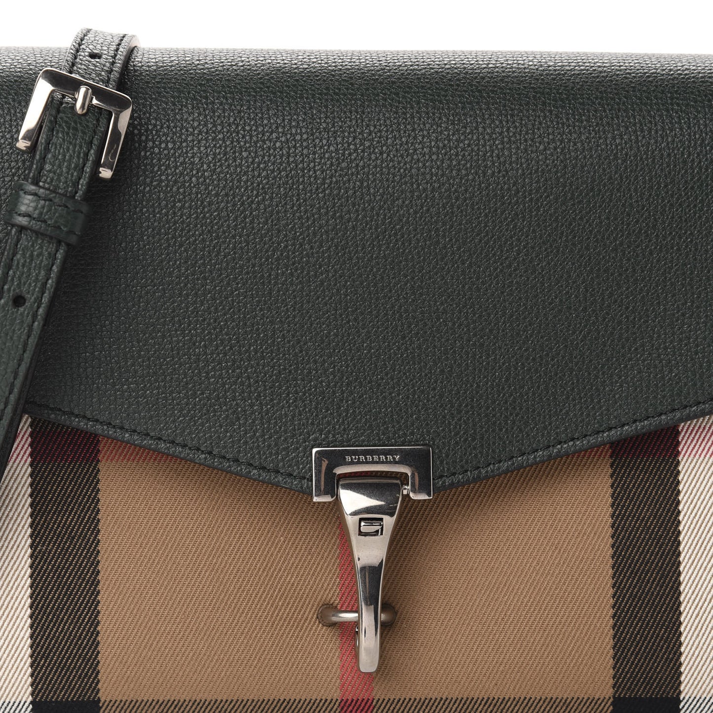 Derby Calfskin House Check Small Macken Crossbody Bag Dark Bottle Green