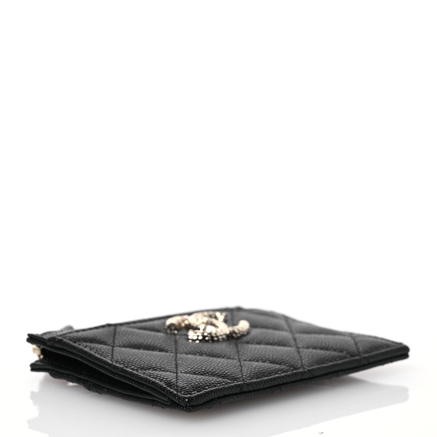 Chanel Caviar Quilted CC Logo Zip Card Holder Black 3 of 9