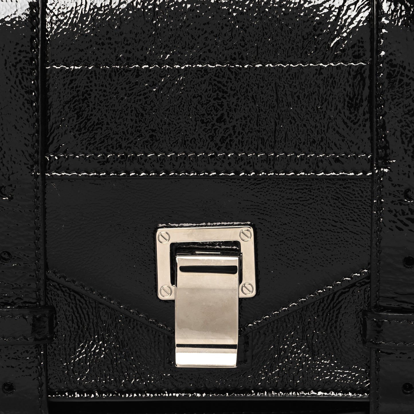 Crinkled Patent Calfskin Tiny PS1 Satchel Black