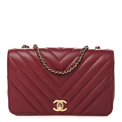 Chanel Calfskin Chevron Quilted Mini Statement Flap Burgundy 1 of 10