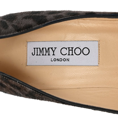 Jimmy Choo Pony Hair Patent Calfskin Leopard Print Mika 85 Cap Toe Pumps 37 Smoke Black 7 of 11
