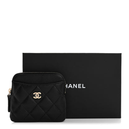 Chanel Caviar Quilted Zip Card Holder Wallet Black 8 of 8