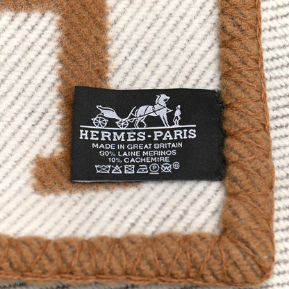 Hermes Wool Cashmere Avalon Blanket Ecru Camel 3 of 3