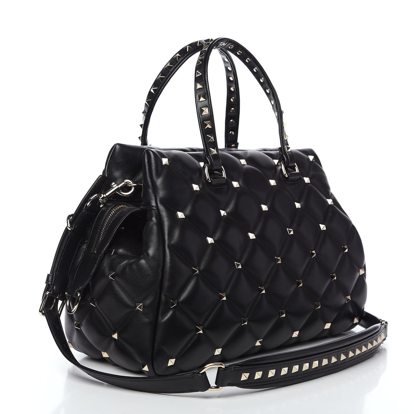 Nappa Candystud Double Handle Shoulder Bag Black