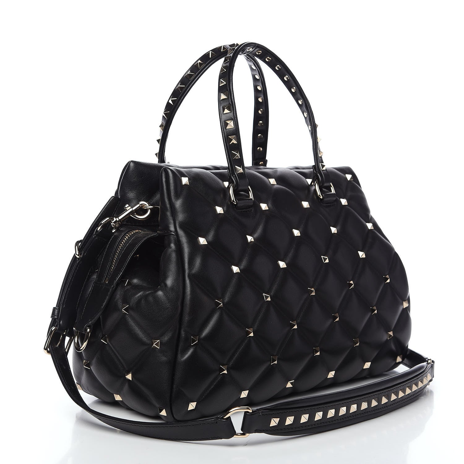 Valentino Garavani Nappa Candystud Double Handle Shoulder Bag Black 2 of 9