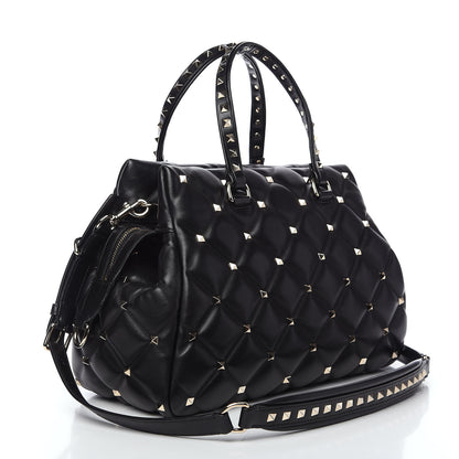 Valentino Garavani Nappa Candystud Double Handle Shoulder Bag Black 2 of 9