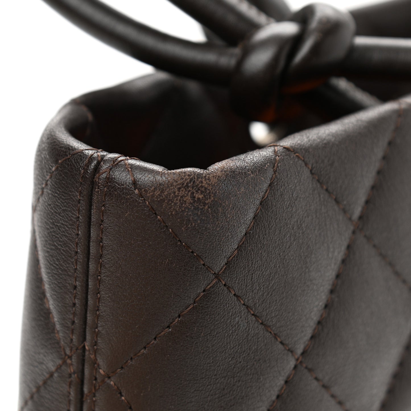 Calfskin Quilted Medium Cambon Tote Black White