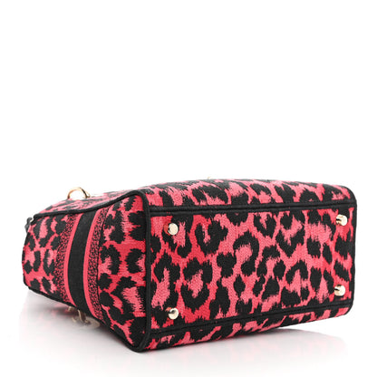 Christian Dior Canvas Mizza Embroidered Medium Lady D-Lite Fuchsia 4 of 11