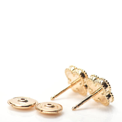 Van Cleef & Arpels 18K Yellow Gold Mother of Pearl Sweet Alhambra Earrings 3 of 5