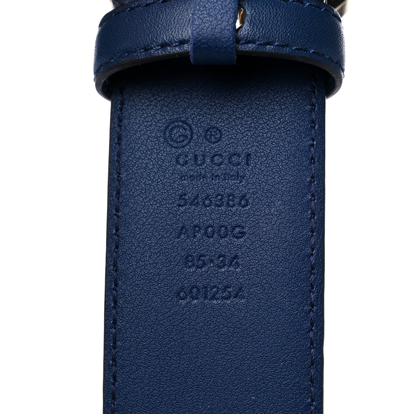 Moon Calfskin Interlocking G 37mm Belt 85 34 Cobalt Blue