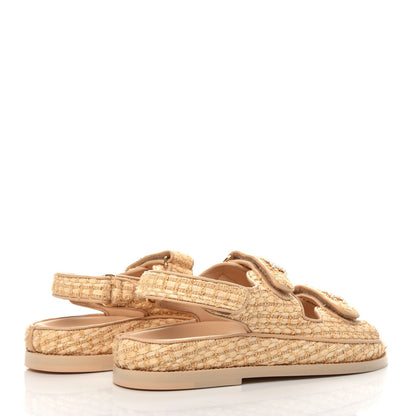 Chanel Braided Fabric Velcro Dad Sandals 36.5 Beige 4 of 8