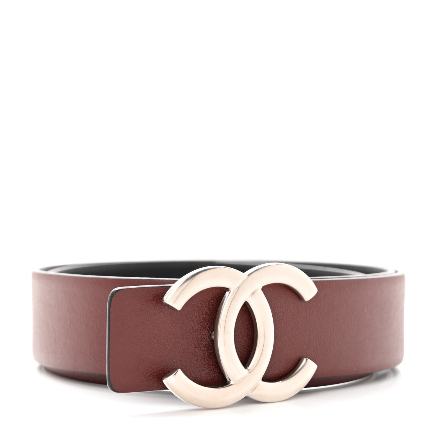 Chanel Calfskin CC Reversible Belt 80 32 Black Burgundy 1 of 8