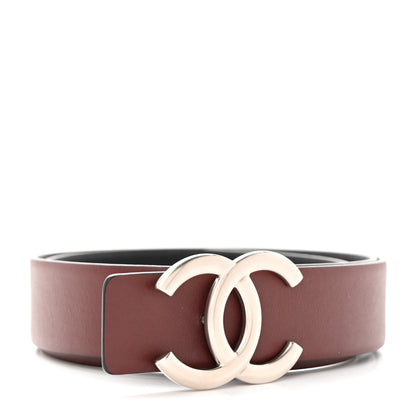 Chanel Calfskin CC Reversible Belt 80 32 Black Burgundy 1 of 8