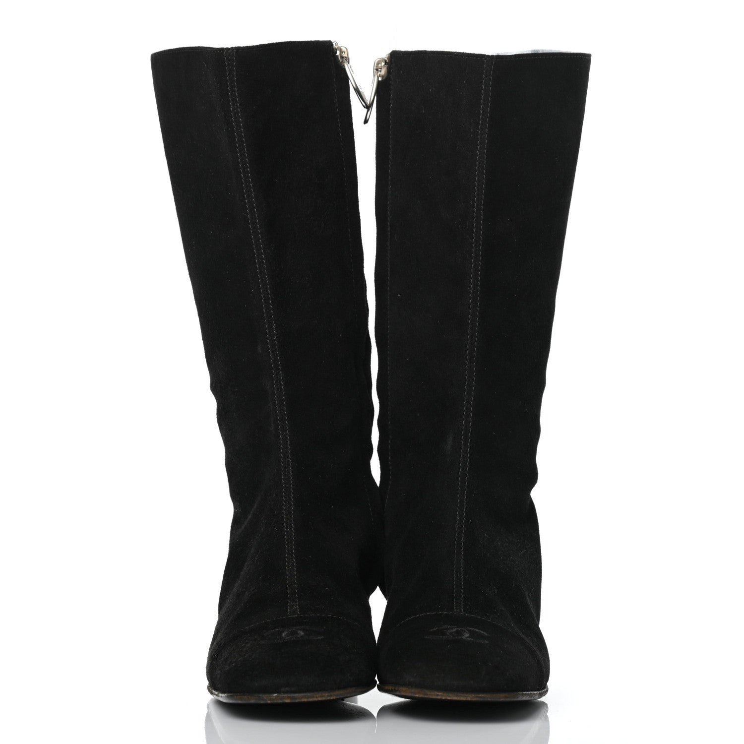 Chanel Suede CC Cap Toe Boots 35.5 Black 2 of 13