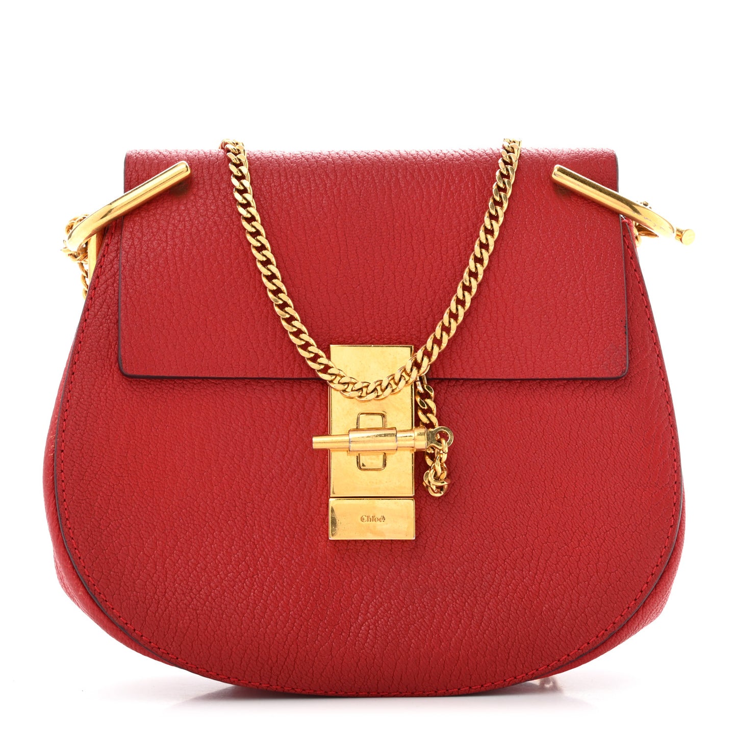 Grained Lambskin Mini Drew Shoulder Bag Plaid Red