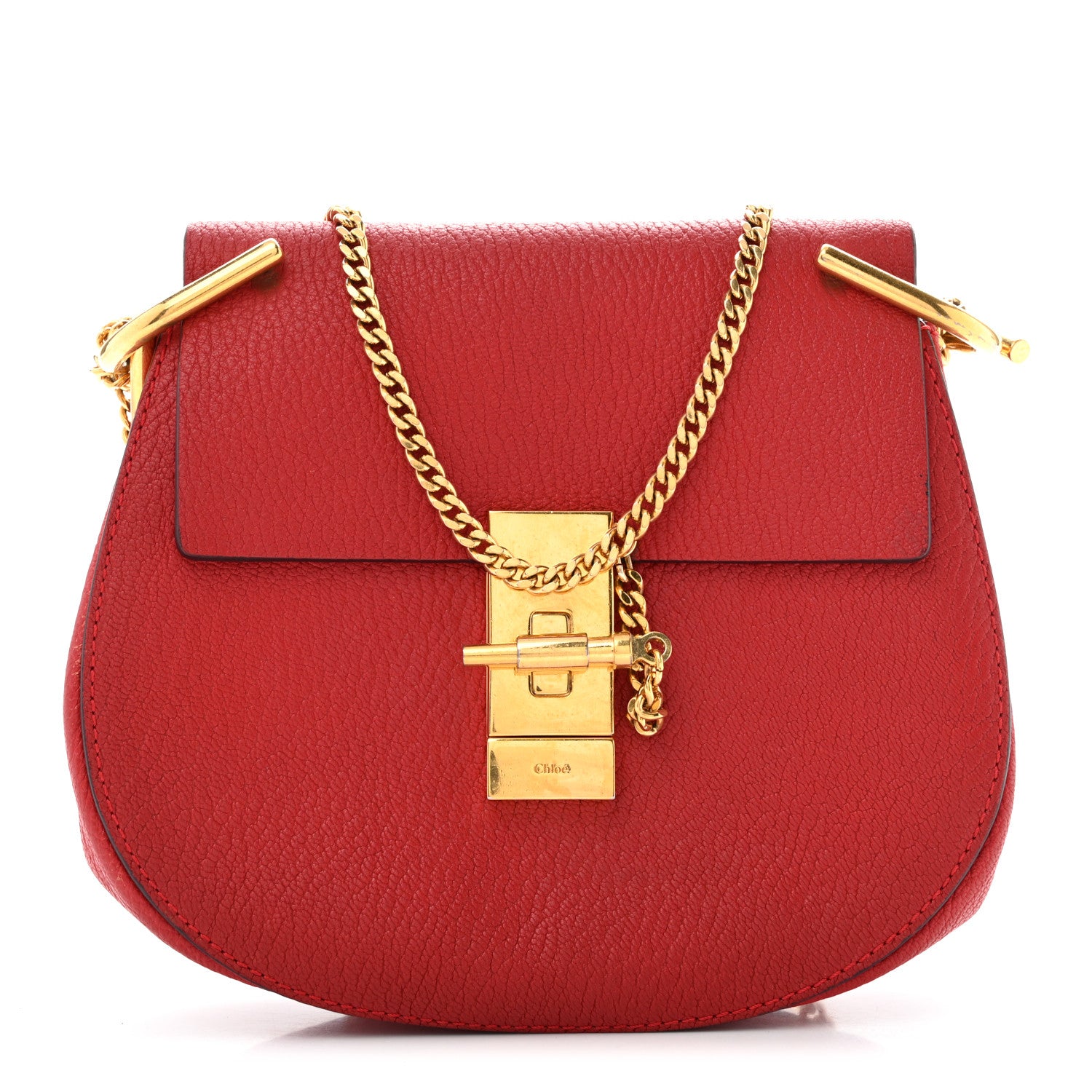 Chloe Grained Lambskin Mini Drew Shoulder Bag Plaid Red 1 of 13