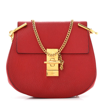 Chloe Grained Lambskin Mini Drew Shoulder Bag Plaid Red 1 of 13