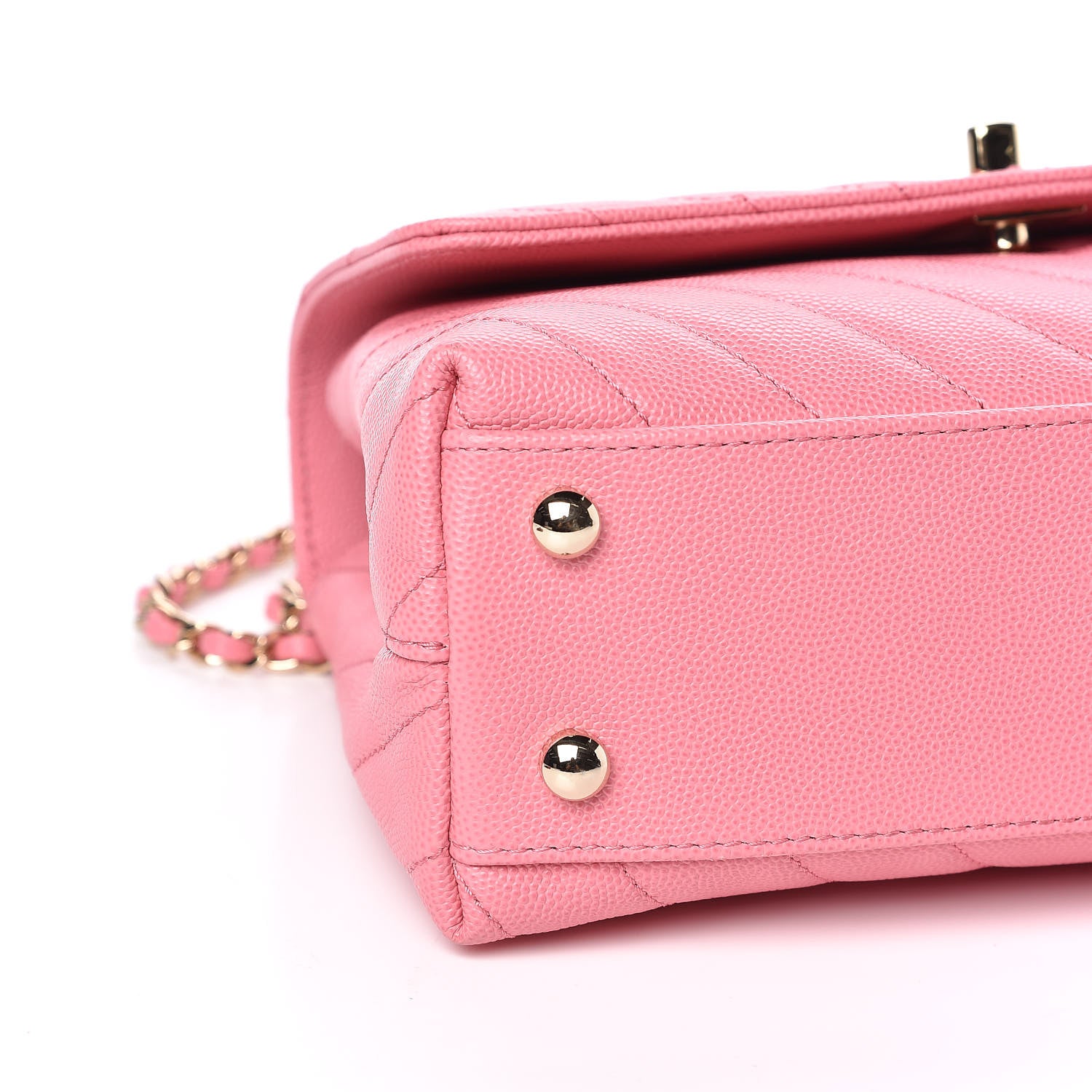 Chanel Caviar Chevron Quilted Mini Coco Handle Flap Pink 8 of 11