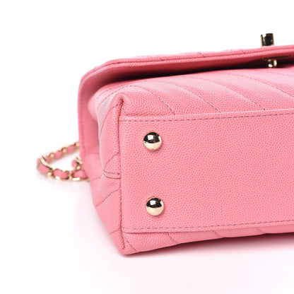 Chanel Caviar Chevron Quilted Mini Coco Handle Flap Pink 8 of 11