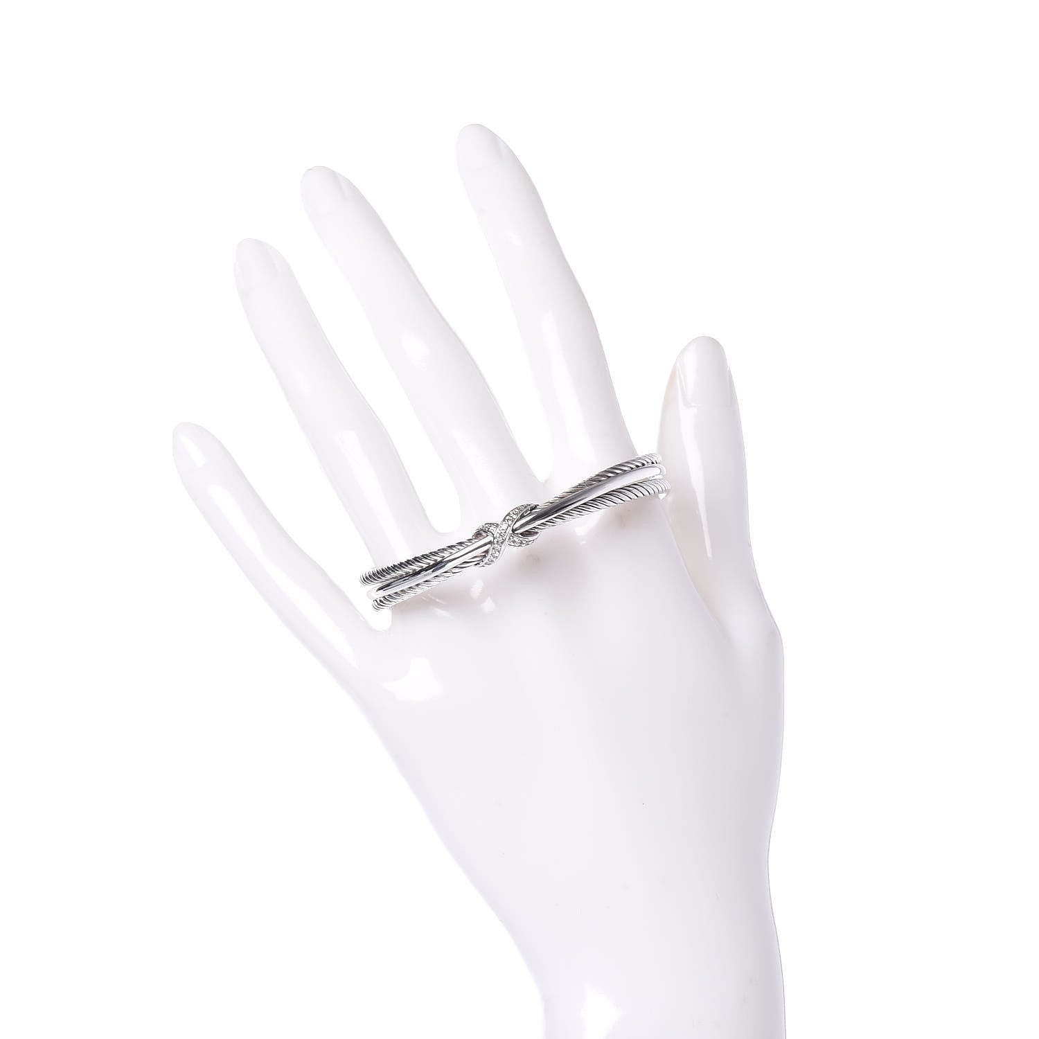 David Yurman Sterling Silver Diamond 7mm X Crossover Cuff 2 of 4