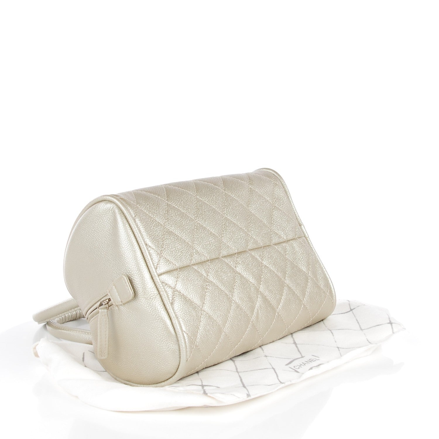 Chanel Metallic Caviar Quilted Small Bowler Pearl 4 of 7