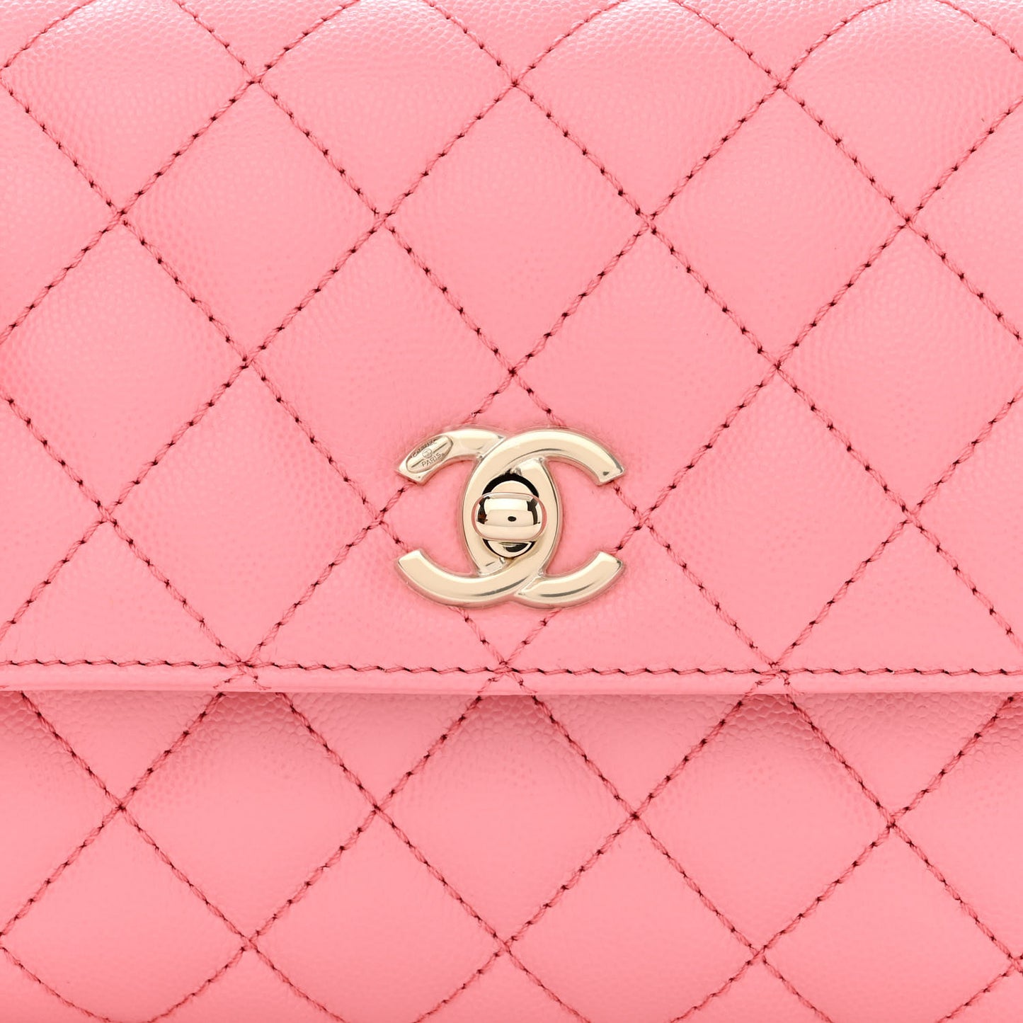 Caviar Quilted Mini Coco Chain Handle Flap Pink