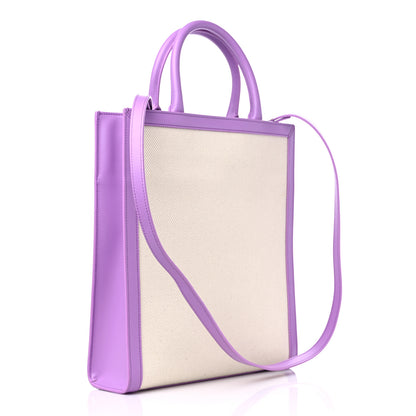 Celine Canvas Calfskin Logo Print Small Vertical Cabas Lilac 3 of 10