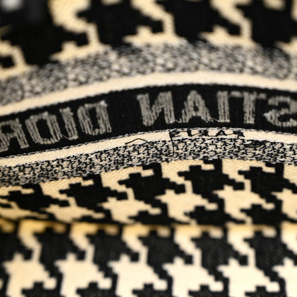 Christian Dior Canvas Houndstooth Embroidered Small Book Tote Black White 11 of 12