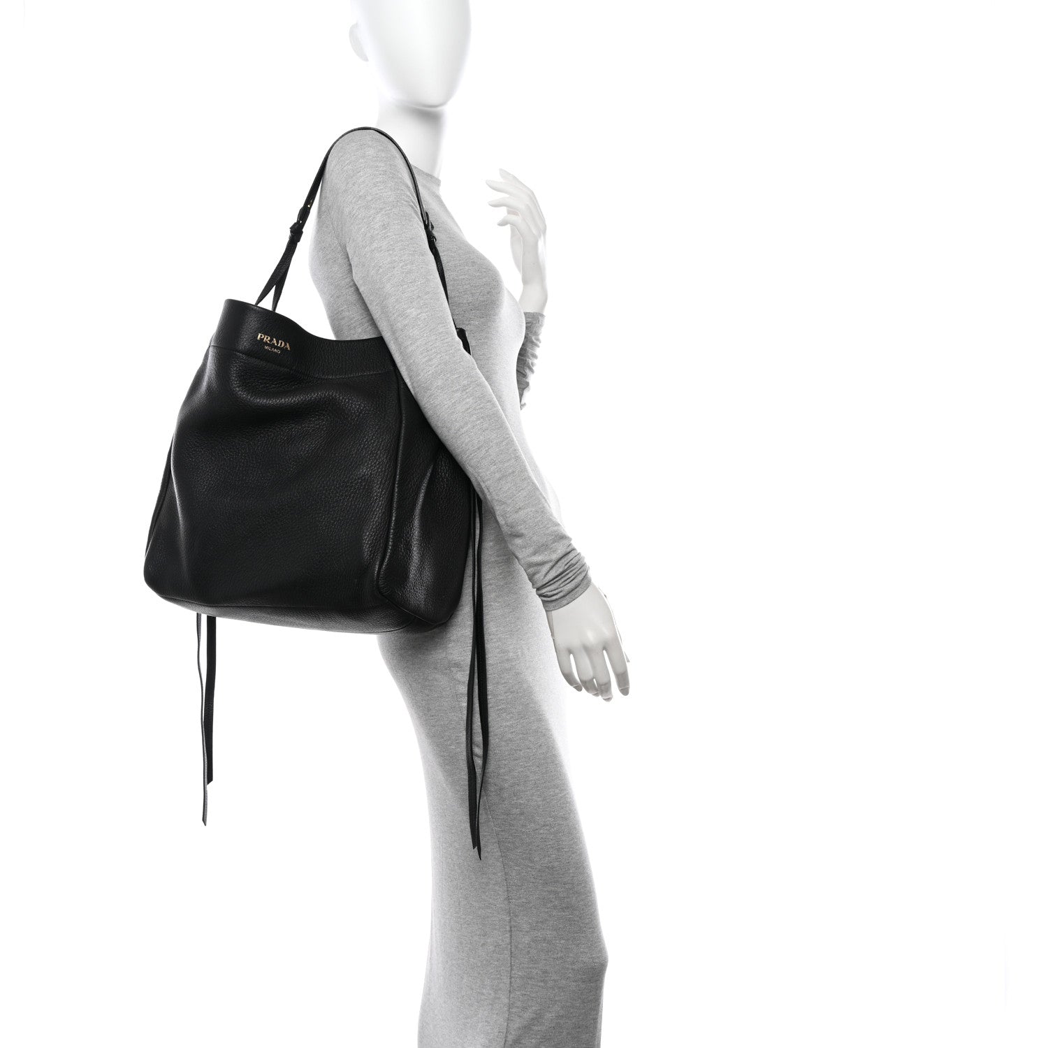 Prada Cervo Hobo Black 2 of 12