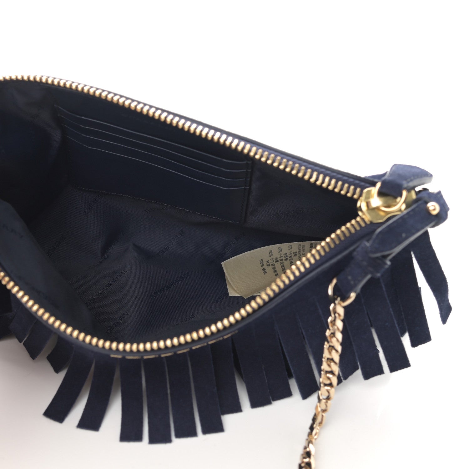 Burberry Suede Fringe Peyton Crossbody Clutch Bag Blue 4 of 11