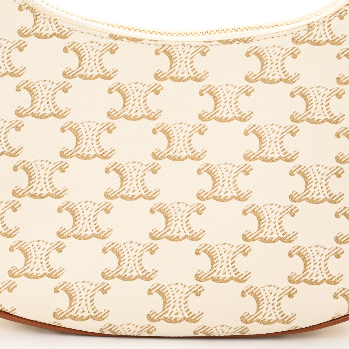 Canvas Calfskin Ava Triomphe Shoulder Bag White
