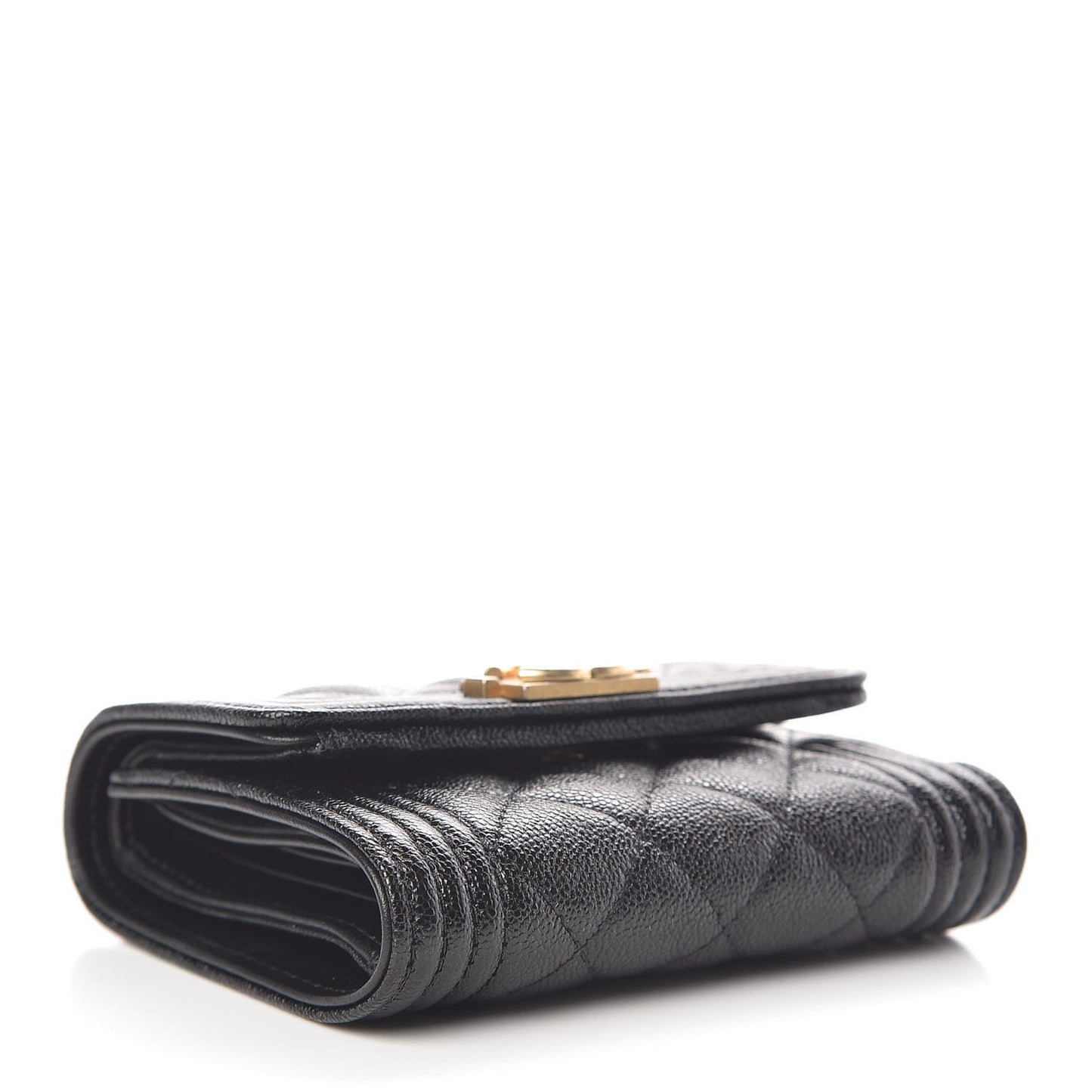 Caviar Quilted Small Boy Flap Wallet Black