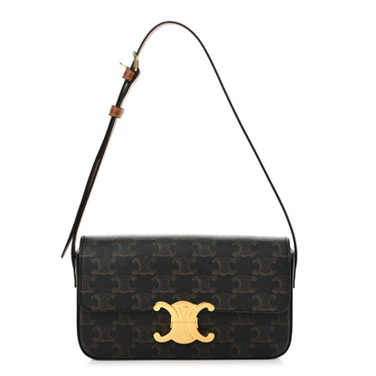 Celine Canvas Calfskin Triomphe Shoulder Bag Tan 1 of 12