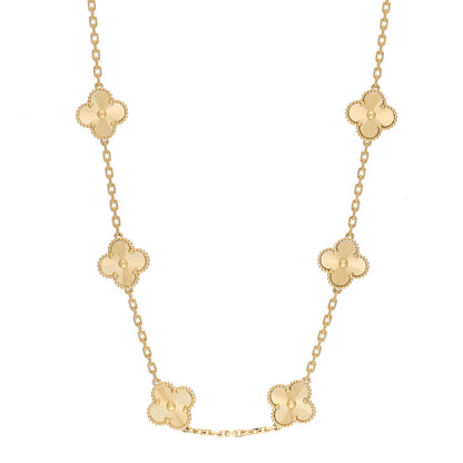 Van Cleef & Arpels 18K Yellow Gold 10 Motifs Guilloche Vintage Alhambra Necklace 1 of 7