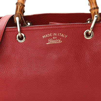 Gucci Pebbled Calfskin Medium Bamboo Shopper Tote Red 9 of 11