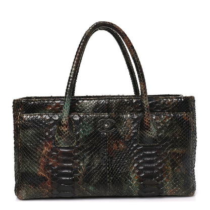 Chanel Snakeskin Executive Cerf Shopper Tote Green Brown 1 of 13
