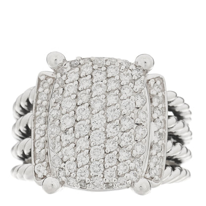 David Yurman Sterling Silver Diamond 16mm Wheaton Ring 54 7 1 of 5