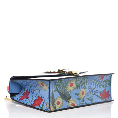 Gucci Shangai Calfskin Web New Flora Small Sylvie Shoulder Bag Azure 4 of 7