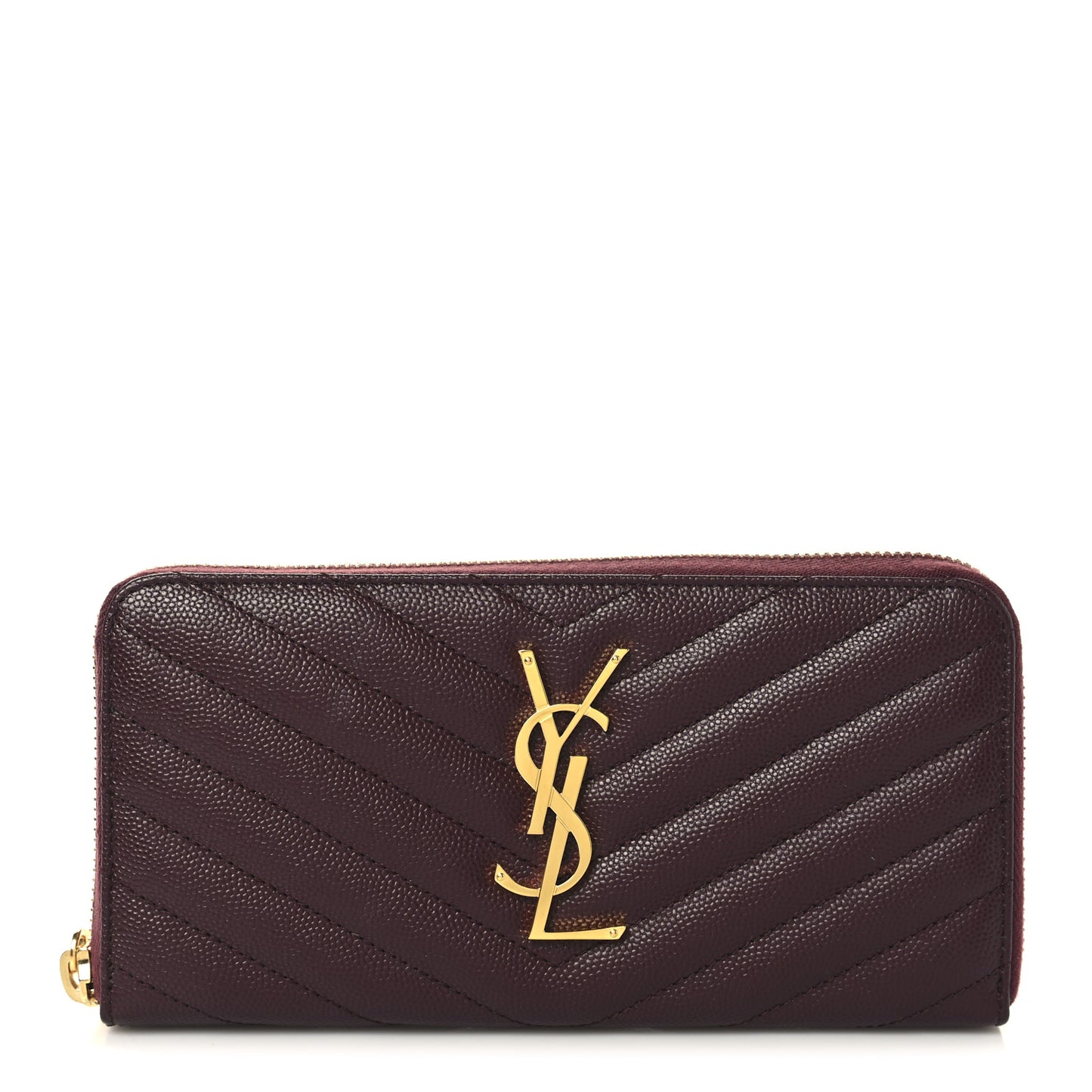 Grain De Poudre Matelasse Chevron Monogram Zip Around Wallet Rouge Legion