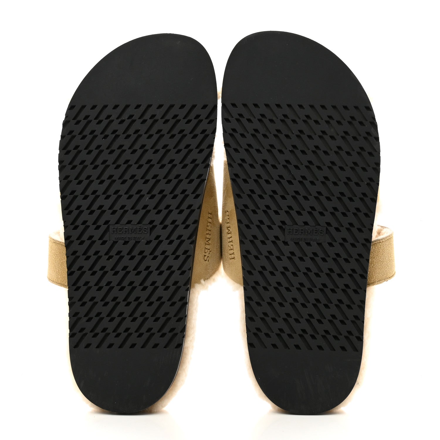 Hermes Suede Goatskin Woolskin Womens Chypre Sandals 38 Golden Beige 5 of 8