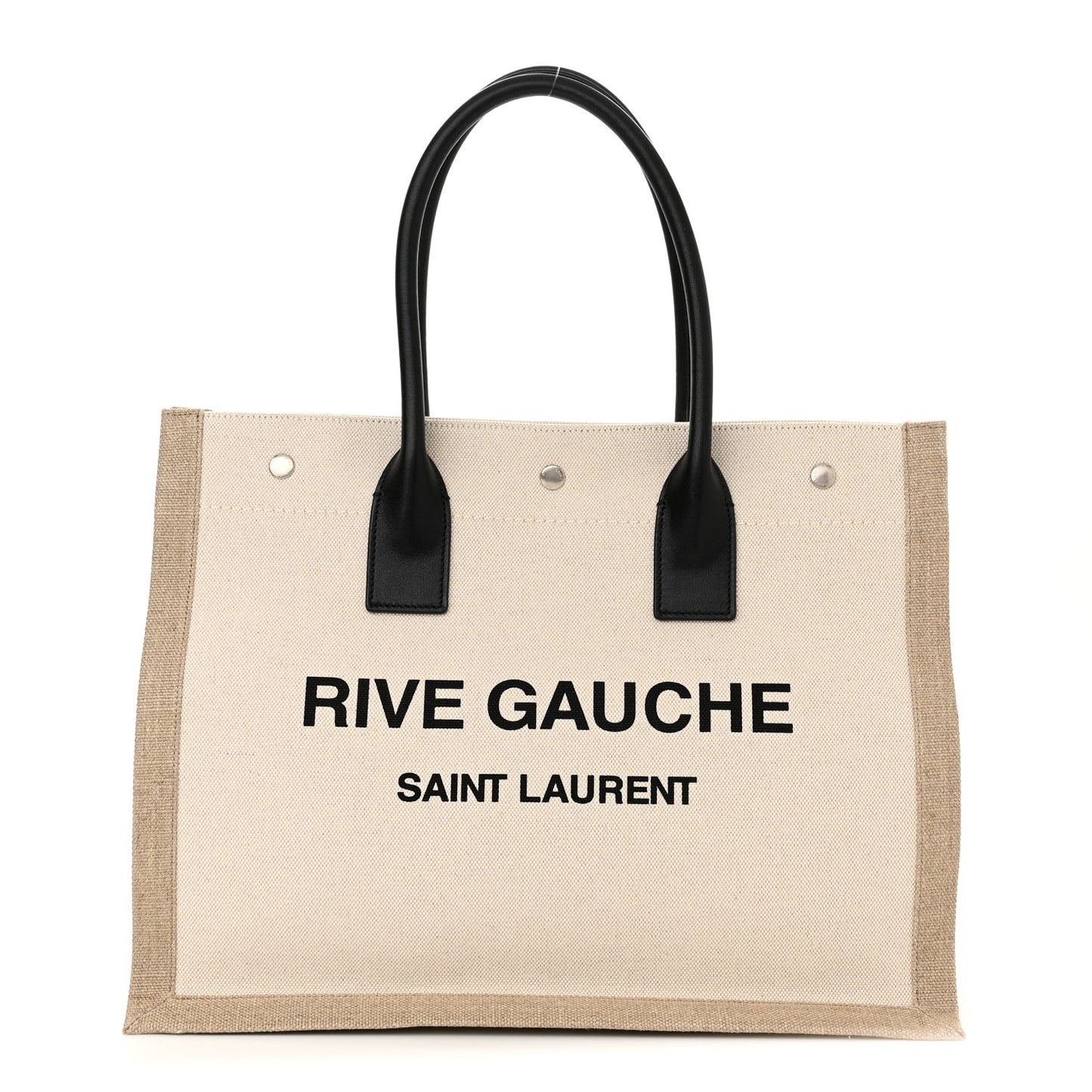 Linen Calfskin Small Rive Gauche Tote Greggio Natural