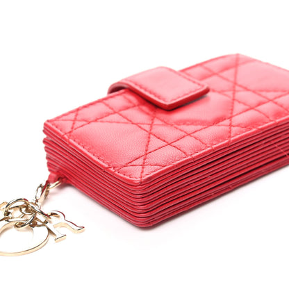 Christian Dior Lambskin Cannage Lady Dior 5-Gusset Card Holder Red 7 of 10