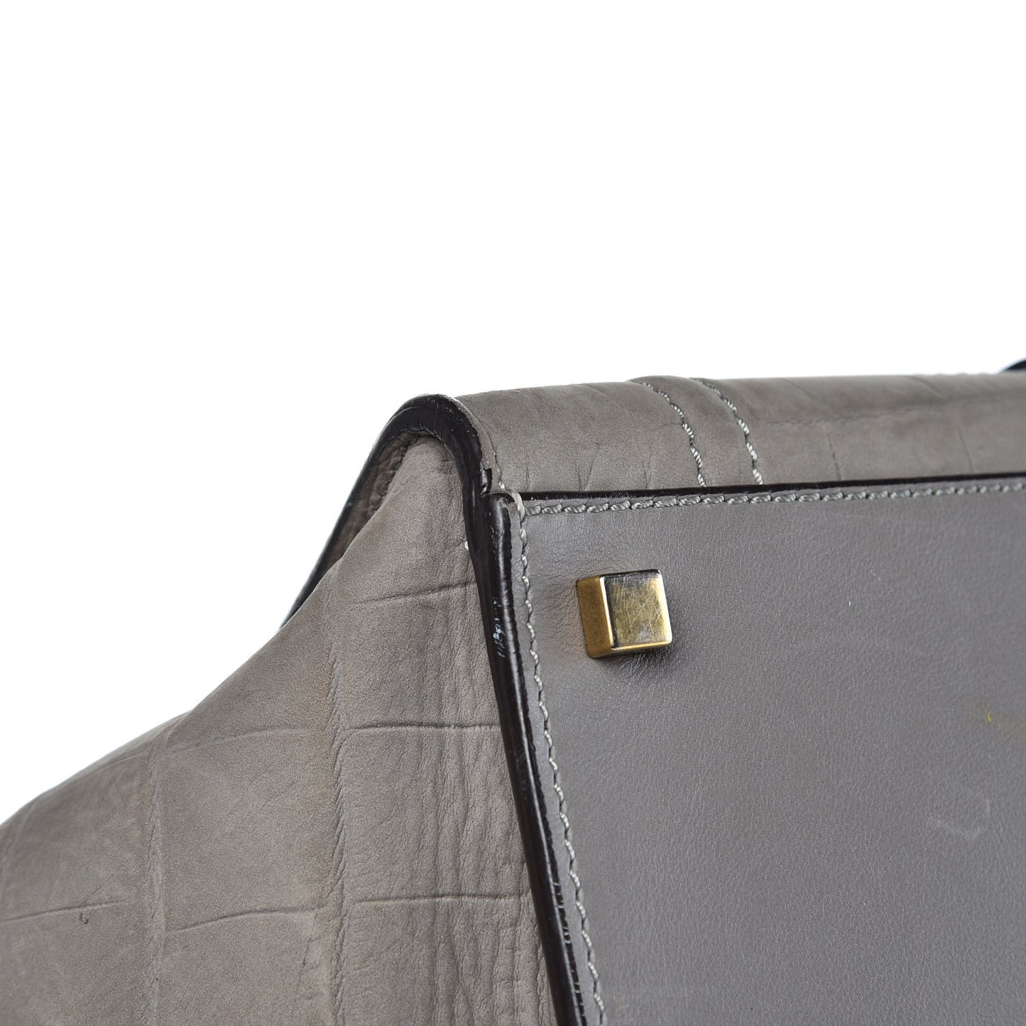 Crocodile Embossed Nubuck Large Phantom Luggage Grey