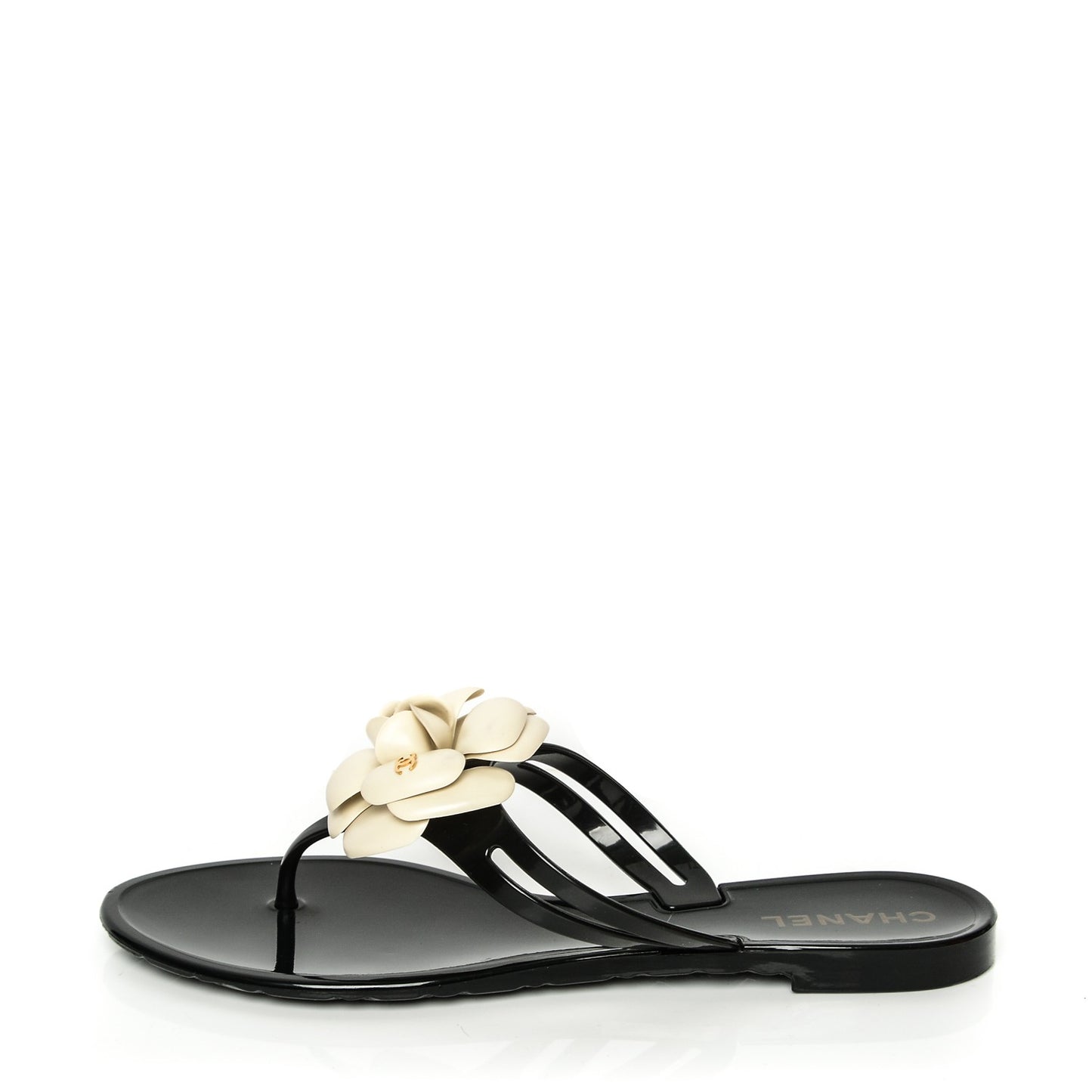 Jelly Camellia Thong Sandals 39 Black Ivory