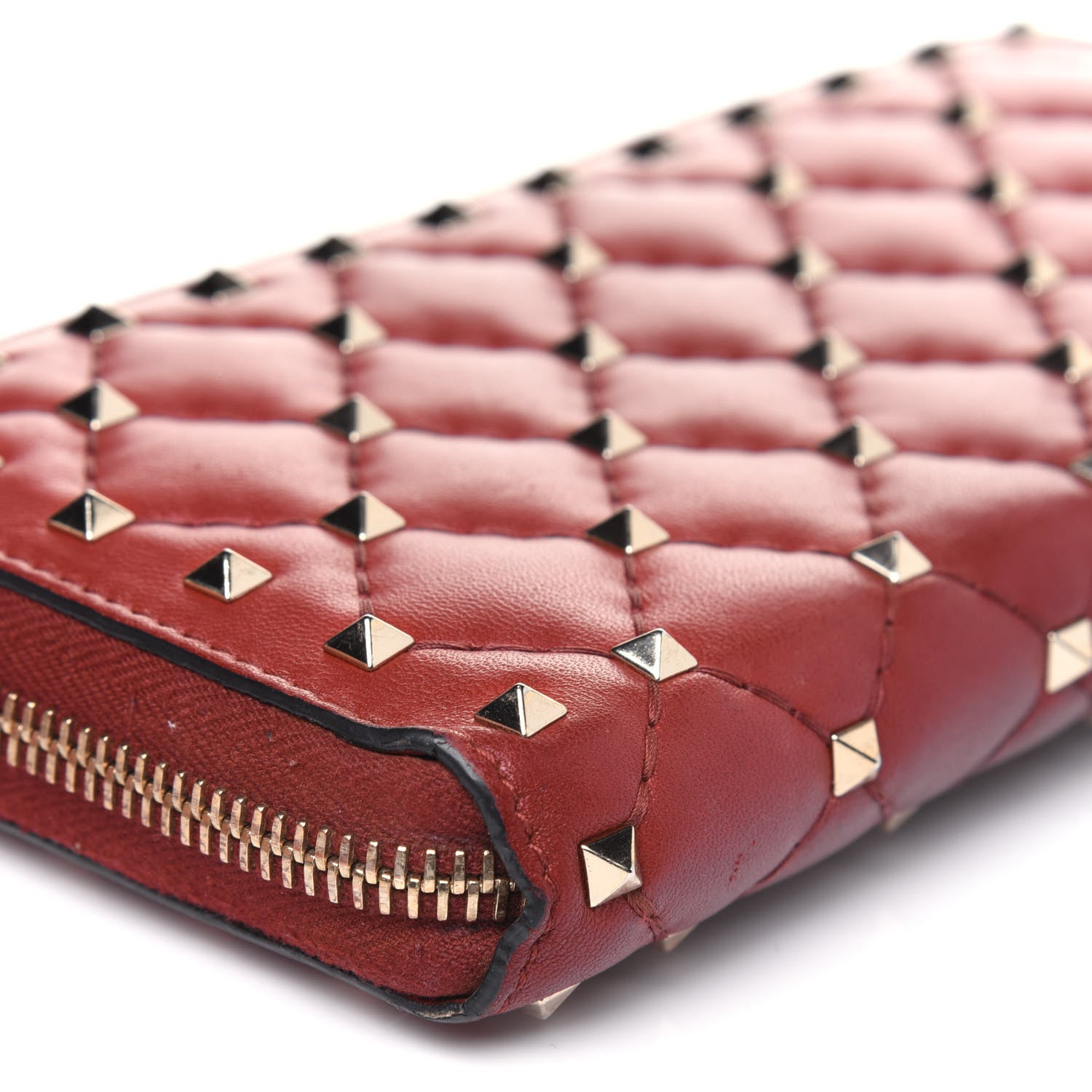 Valentino Garavani Nappa Rockstud Spike Zip Around Wallet Rubino 13 of 19